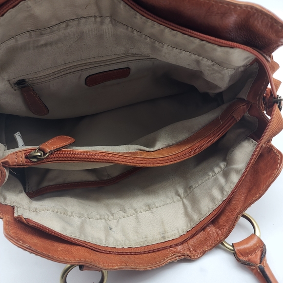 Colorado Toffee Brown Leather Braided Large Multi Compartment Shoulder Bag Tote - Picture 9 of 16